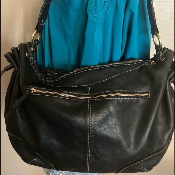 Perlina Handbags - Perlina NY black leather Hobo bag